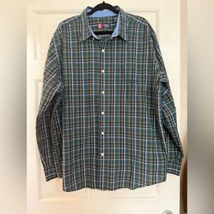 Chaps Men's Green & Blue Plaid Button-Down Shirt